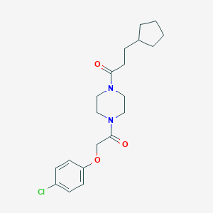 molecular formula C20H27ClN2O3 B367621 1-[(4-Chlorophenoxy)acetyl]-4-(3-cyclopentylpropanoyl)piperazine CAS No. 462096-53-3