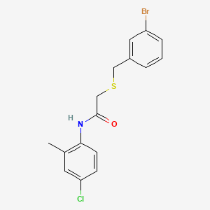 molecular formula C16H15BrClNOS B3676215 2-[(3-bromobenzyl)thio]-N-(4-chloro-2-methylphenyl)acetamide 