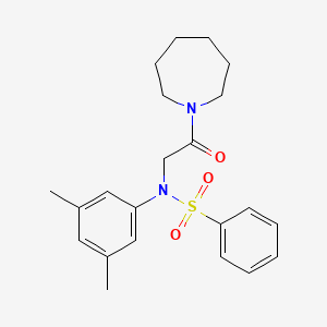 molecular formula C22H28N2O3S B3676246 N-[2-(1-azepanyl)-2-oxoethyl]-N-(3,5-dimethylphenyl)benzenesulfonamide 