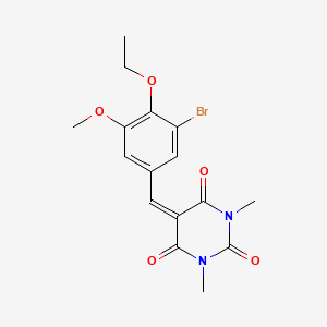 molecular formula C16H17BrN2O5 B3676289 5-(3-bromo-4-ethoxy-5-methoxybenzylidene)-1,3-dimethyl-2,4,6(1H,3H,5H)-pyrimidinetrione 