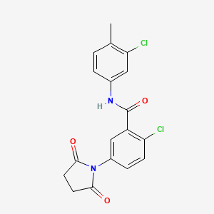 molecular formula C18H14Cl2N2O3 B3676295 2-chloro-N-(3-chloro-4-methylphenyl)-5-(2,5-dioxo-1-pyrrolidinyl)benzamide 