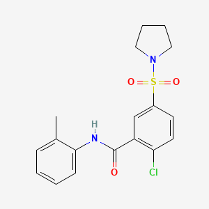 molecular formula C18H19ClN2O3S B3676354 2-chloro-N-(2-methylphenyl)-5-(1-pyrrolidinylsulfonyl)benzamide 