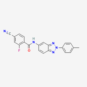 molecular formula C21H14FN5O B3676360 4-cyano-2-fluoro-N-[2-(4-methylphenyl)-2H-1,2,3-benzotriazol-5-yl]benzamide 