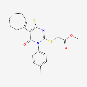 molecular formula C21H22N2O3S2 B3676372 methyl {[3-(4-methylphenyl)-4-oxo-3,5,6,7,8,9-hexahydro-4H-cyclohepta[4,5]thieno[2,3-d]pyrimidin-2-yl]thio}acetate 