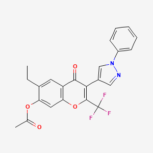 molecular formula C23H17F3N2O4 B3676387 6-ethyl-4-oxo-3-(1-phenyl-1H-pyrazol-4-yl)-2-(trifluoromethyl)-4H-chromen-7-yl acetate 