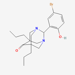 molecular formula C20H27BrN2O2 B3676415 2-(5-bromo-2-hydroxyphenyl)-5,7-dipropyl-1,3-diazatricyclo[3.3.1.1~3,7~]decan-6-one 