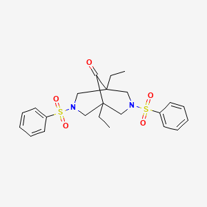 molecular formula C23H28N2O5S2 B3676427 1,5-diethyl-3,7-bis(phenylsulfonyl)-3,7-diazabicyclo[3.3.1]nonan-9-one 