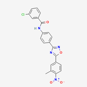 molecular formula C22H15ClN4O4 B3676431 3-chloro-N-{4-[5-(3-methyl-4-nitrophenyl)-1,2,4-oxadiazol-3-yl]phenyl}benzamide 