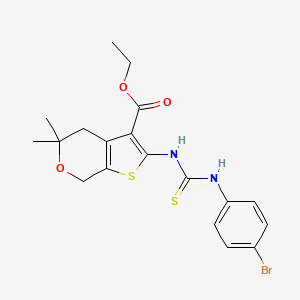molecular formula C19H21BrN2O3S2 B3676444 ethyl 2-({[(4-bromophenyl)amino]carbonothioyl}amino)-5,5-dimethyl-4,7-dihydro-5H-thieno[2,3-c]pyran-3-carboxylate 