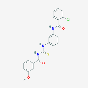 molecular formula C22H18ClN3O3S B3676464 2-chloro-N-[3-({[(3-methoxybenzoyl)amino]carbonothioyl}amino)phenyl]benzamide 