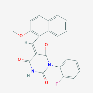 molecular formula C22H15FN2O4 B3676471 1-(2-fluorophenyl)-5-[(2-methoxy-1-naphthyl)methylene]-2,4,6(1H,3H,5H)-pyrimidinetrione 