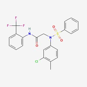 molecular formula C22H18ClF3N2O3S B3676477 N~2~-(3-chloro-4-methylphenyl)-N~2~-(phenylsulfonyl)-N~1~-[2-(trifluoromethyl)phenyl]glycinamide 