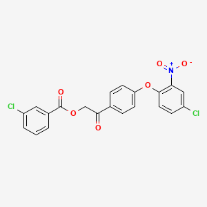 molecular formula C21H13Cl2NO6 B3676481 2-[4-(4-chloro-2-nitrophenoxy)phenyl]-2-oxoethyl 3-chlorobenzoate 