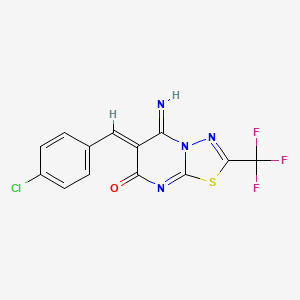 molecular formula C13H6ClF3N4OS B3676486 6-(4-chlorobenzylidene)-5-imino-2-(trifluoromethyl)-5,6-dihydro-7H-[1,3,4]thiadiazolo[3,2-a]pyrimidin-7-one 