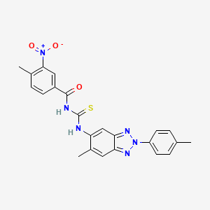 molecular formula C23H20N6O3S B3676493 4-methyl-N-({[6-methyl-2-(4-methylphenyl)-2H-1,2,3-benzotriazol-5-yl]amino}carbonothioyl)-3-nitrobenzamide 