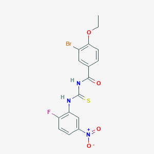 molecular formula C16H13BrFN3O4S B3676502 3-bromo-4-ethoxy-N-{[(2-fluoro-5-nitrophenyl)amino]carbonothioyl}benzamide 
