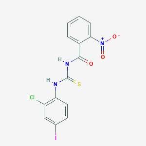 molecular formula C14H9ClIN3O3S B3676503 N-{[(2-chloro-4-iodophenyl)amino]carbonothioyl}-2-nitrobenzamide 