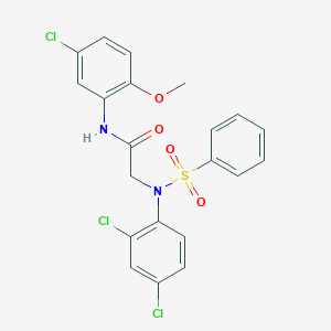 molecular formula C21H17Cl3N2O4S B3676534 N~1~-(5-chloro-2-methoxyphenyl)-N~2~-(2,4-dichlorophenyl)-N~2~-(phenylsulfonyl)glycinamide 