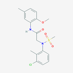 molecular formula C18H21ClN2O4S B3676545 N~2~-(3-chloro-2-methylphenyl)-N~1~-(2-methoxy-5-methylphenyl)-N~2~-(methylsulfonyl)glycinamide 