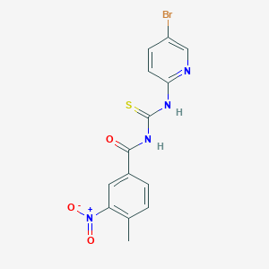 molecular formula C14H11BrN4O3S B3676555 N-{[(5-bromo-2-pyridinyl)amino]carbonothioyl}-4-methyl-3-nitrobenzamide 