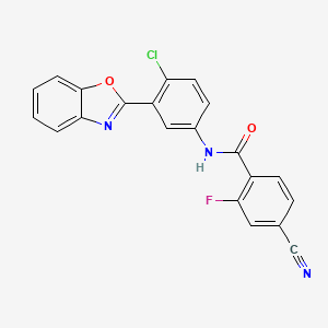 molecular formula C21H11ClFN3O2 B3676568 N-[3-(1,3-benzoxazol-2-yl)-4-chlorophenyl]-4-cyano-2-fluorobenzamide 