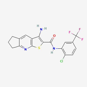 molecular formula C18H13ClF3N3OS B3676586 3-amino-N-[2-chloro-5-(trifluoromethyl)phenyl]-6,7-dihydro-5H-cyclopenta[b]thieno[3,2-e]pyridine-2-carboxamide CAS No. 400864-40-6