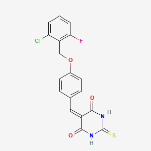 molecular formula C18H12ClFN2O3S B3676589 5-{4-[(2-chloro-6-fluorobenzyl)oxy]benzylidene}-2-thioxodihydro-4,6(1H,5H)-pyrimidinedione 