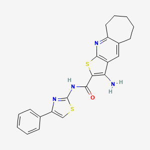 molecular formula C22H20N4OS2 B3676596 3-amino-N-(4-phenyl-1,3-thiazol-2-yl)-6,7,8,9-tetrahydro-5H-cyclohepta[b]thieno[3,2-e]pyridine-2-carboxamide 