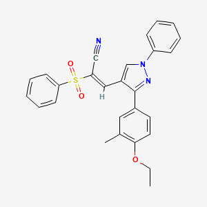 molecular formula C27H23N3O3S B3676602 3-[3-(4-ethoxy-3-methylphenyl)-1-phenyl-1H-pyrazol-4-yl]-2-(phenylsulfonyl)acrylonitrile 