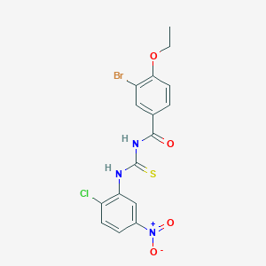 molecular formula C16H13BrClN3O4S B3676617 3-bromo-N-{[(2-chloro-5-nitrophenyl)amino]carbonothioyl}-4-ethoxybenzamide 