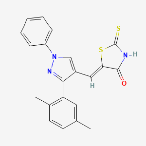 molecular formula C21H17N3OS2 B3676624 5-{[3-(2,5-dimethylphenyl)-1-phenyl-1H-pyrazol-4-yl]methylene}-2-thioxo-1,3-thiazolidin-4-one 