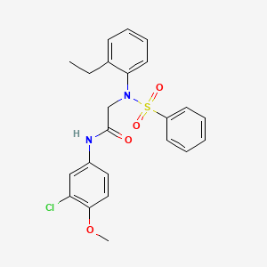 molecular formula C23H23ClN2O4S B3676637 N~1~-(3-chloro-4-methoxyphenyl)-N~2~-(2-ethylphenyl)-N~2~-(phenylsulfonyl)glycinamide 