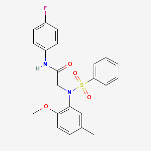 molecular formula C22H21FN2O4S B3676642 N~1~-(4-fluorophenyl)-N~2~-(2-methoxy-5-methylphenyl)-N~2~-(phenylsulfonyl)glycinamide 