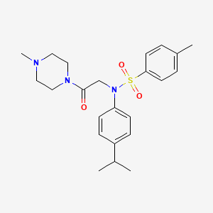 molecular formula C23H31N3O3S B3676658 N-(4-isopropylphenyl)-4-methyl-N-[2-(4-methyl-1-piperazinyl)-2-oxoethyl]benzenesulfonamide 