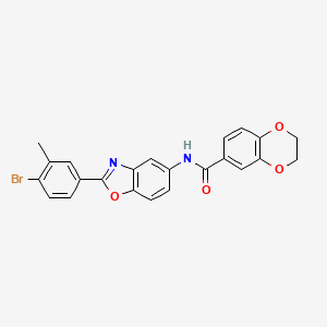 molecular formula C23H17BrN2O4 B3676674 N-[2-(4-bromo-3-methylphenyl)-1,3-benzoxazol-5-yl]-2,3-dihydro-1,4-benzodioxine-6-carboxamide 