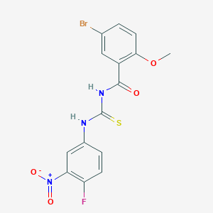 molecular formula C15H11BrFN3O4S B3676677 5-bromo-N-{[(4-fluoro-3-nitrophenyl)amino]carbonothioyl}-2-methoxybenzamide 