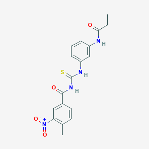 molecular formula C18H18N4O4S B3676678 4-methyl-3-nitro-N-({[3-(propionylamino)phenyl]amino}carbonothioyl)benzamide 
