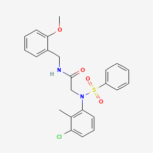 molecular formula C23H23ClN2O4S B3676680 N~2~-(3-chloro-2-methylphenyl)-N~1~-(2-methoxybenzyl)-N~2~-(phenylsulfonyl)glycinamide 
