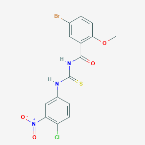 molecular formula C15H11BrClN3O4S B3676704 5-bromo-N-{[(4-chloro-3-nitrophenyl)amino]carbonothioyl}-2-methoxybenzamide 