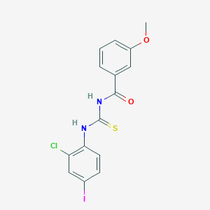 molecular formula C15H12ClIN2O2S B3676713 N-{[(2-chloro-4-iodophenyl)amino]carbonothioyl}-3-methoxybenzamide 