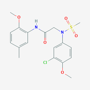 molecular formula C18H21ClN2O5S B3676728 N~2~-(3-chloro-4-methoxyphenyl)-N~1~-(2-methoxy-5-methylphenyl)-N~2~-(methylsulfonyl)glycinamide 