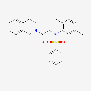molecular formula C26H28N2O3S B3676738 N-[2-(3,4-dihydro-2(1H)-isoquinolinyl)-2-oxoethyl]-N-(2,5-dimethylphenyl)-4-methylbenzenesulfonamide 