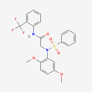 molecular formula C23H21F3N2O5S B3676784 N~2~-(2,5-dimethoxyphenyl)-N~2~-(phenylsulfonyl)-N~1~-[2-(trifluoromethyl)phenyl]glycinamide 