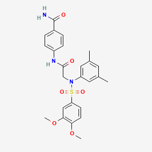 molecular formula C25H27N3O6S B3676826 4-{[N-[(3,4-dimethoxyphenyl)sulfonyl]-N-(3,5-dimethylphenyl)glycyl]amino}benzamide 