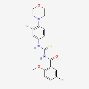 molecular formula C19H19Cl2N3O3S B3676835 5-chloro-N-({[3-chloro-4-(4-morpholinyl)phenyl]amino}carbonothioyl)-2-methoxybenzamide 