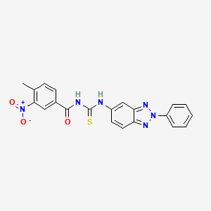 molecular formula C21H16N6O3S B3676861 4-methyl-3-nitro-N-{[(2-phenyl-2H-1,2,3-benzotriazol-5-yl)amino]carbonothioyl}benzamide 