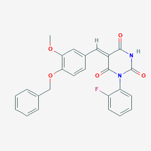 molecular formula C25H19FN2O5 B3676865 5-[4-(benzyloxy)-3-methoxybenzylidene]-1-(2-fluorophenyl)-2,4,6(1H,3H,5H)-pyrimidinetrione 