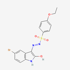 molecular formula C16H14BrN3O4S B3676884 N'-(5-bromo-2-oxo-1,2-dihydro-3H-indol-3-ylidene)-4-ethoxybenzenesulfonohydrazide 