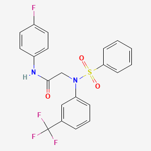 molecular formula C21H16F4N2O3S B3676891 N~1~-(4-fluorophenyl)-N~2~-(phenylsulfonyl)-N~2~-[3-(trifluoromethyl)phenyl]glycinamide 