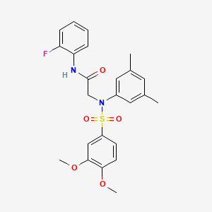 molecular formula C24H25FN2O5S B3676916 N~2~-[(3,4-dimethoxyphenyl)sulfonyl]-N~2~-(3,5-dimethylphenyl)-N~1~-(2-fluorophenyl)glycinamide 